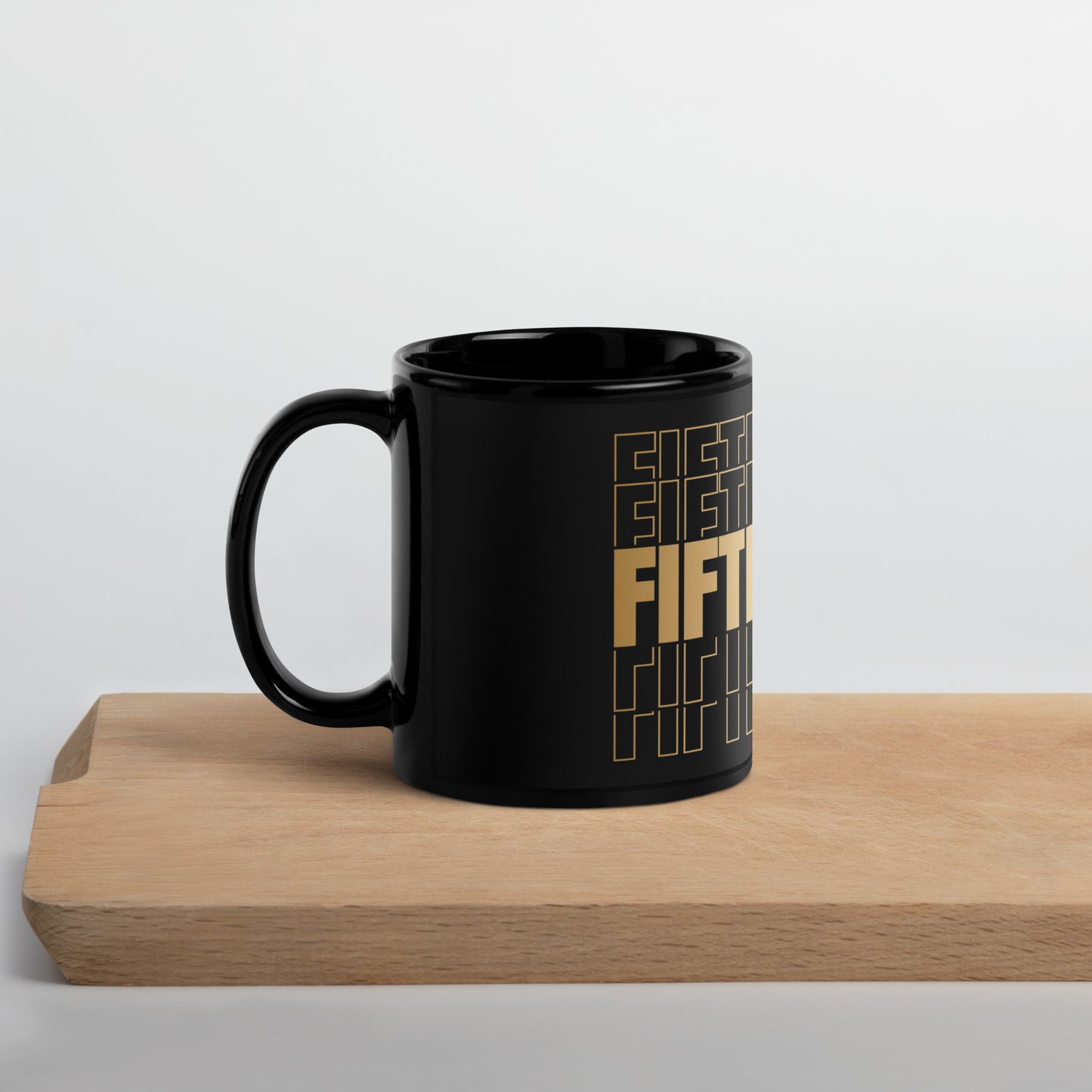 Black Glossy Mug - Teacher Fifth Grade in Gold