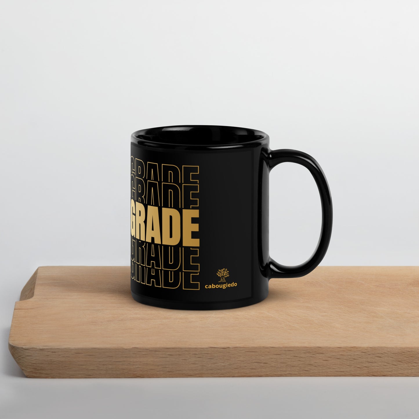 Black Glossy Mug - Teacher Second Grade in Gold