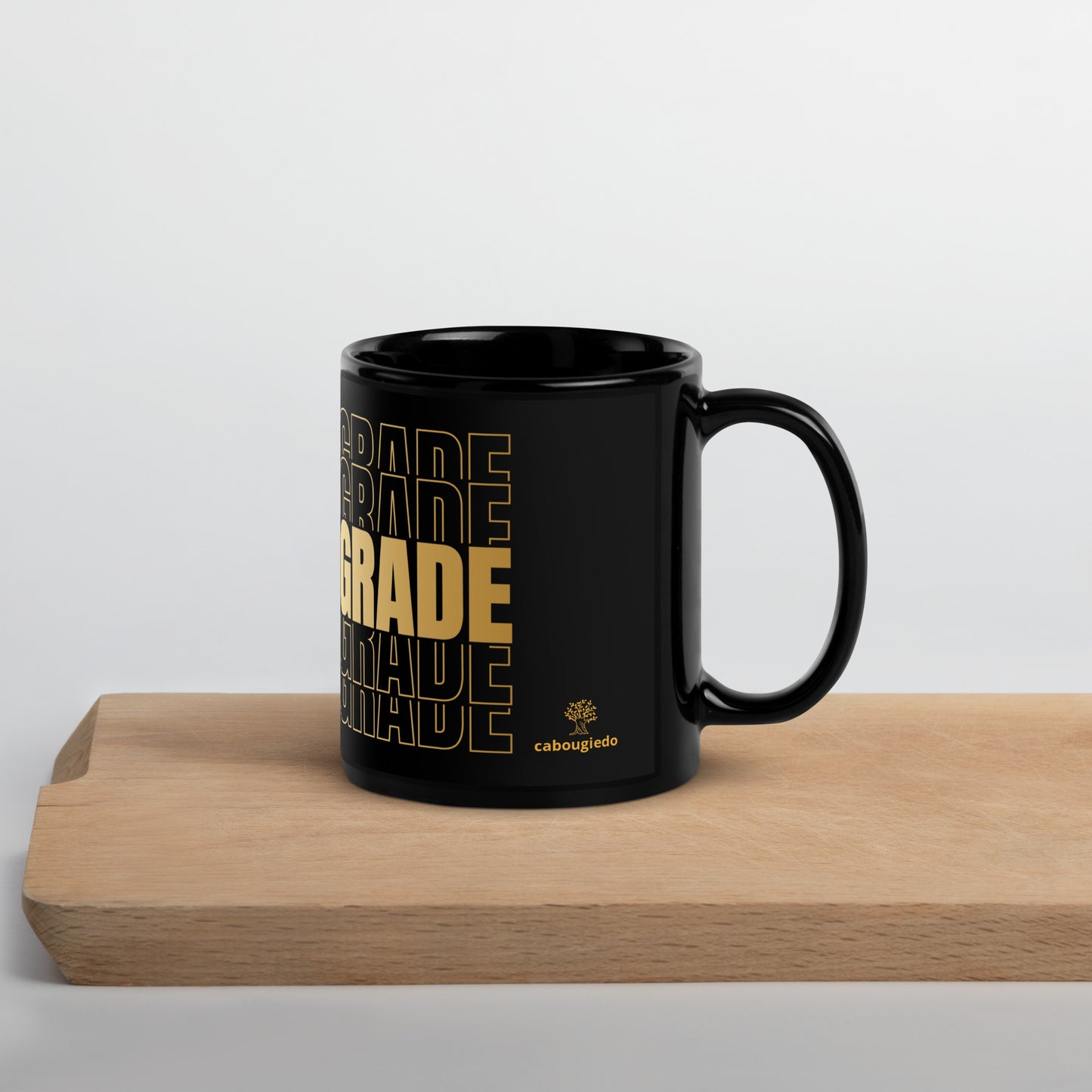 Black Glossy Mug - Teacher Fourth Grade in Gold