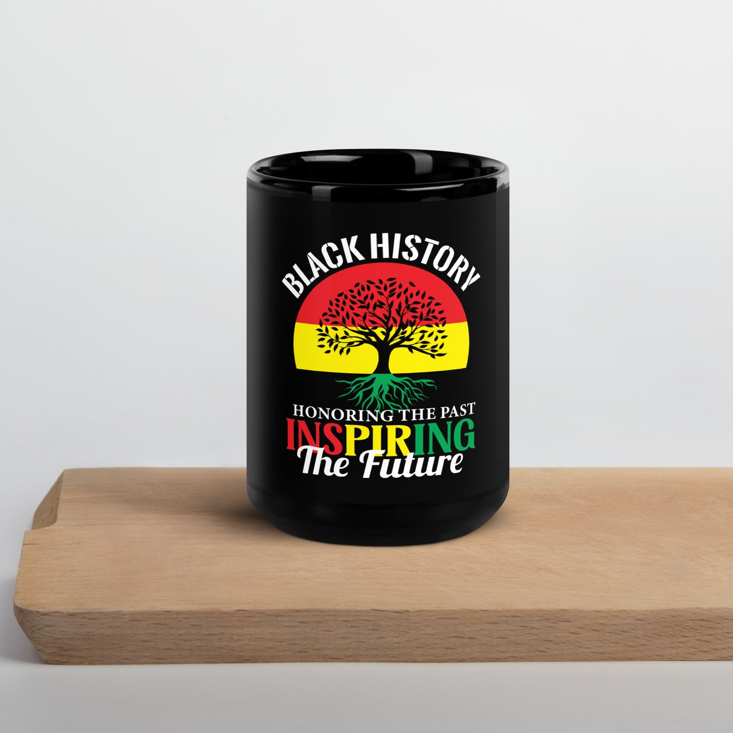 Black Glossy Mug - Black History Remembering the Past Inspiring the Future