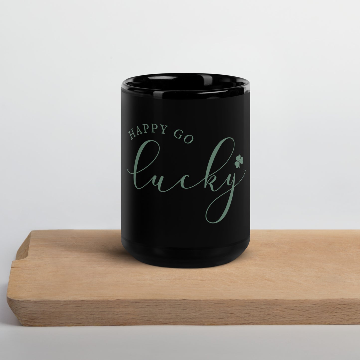 Black Glossy Mug - St Patty's Day Happy Go Lucky