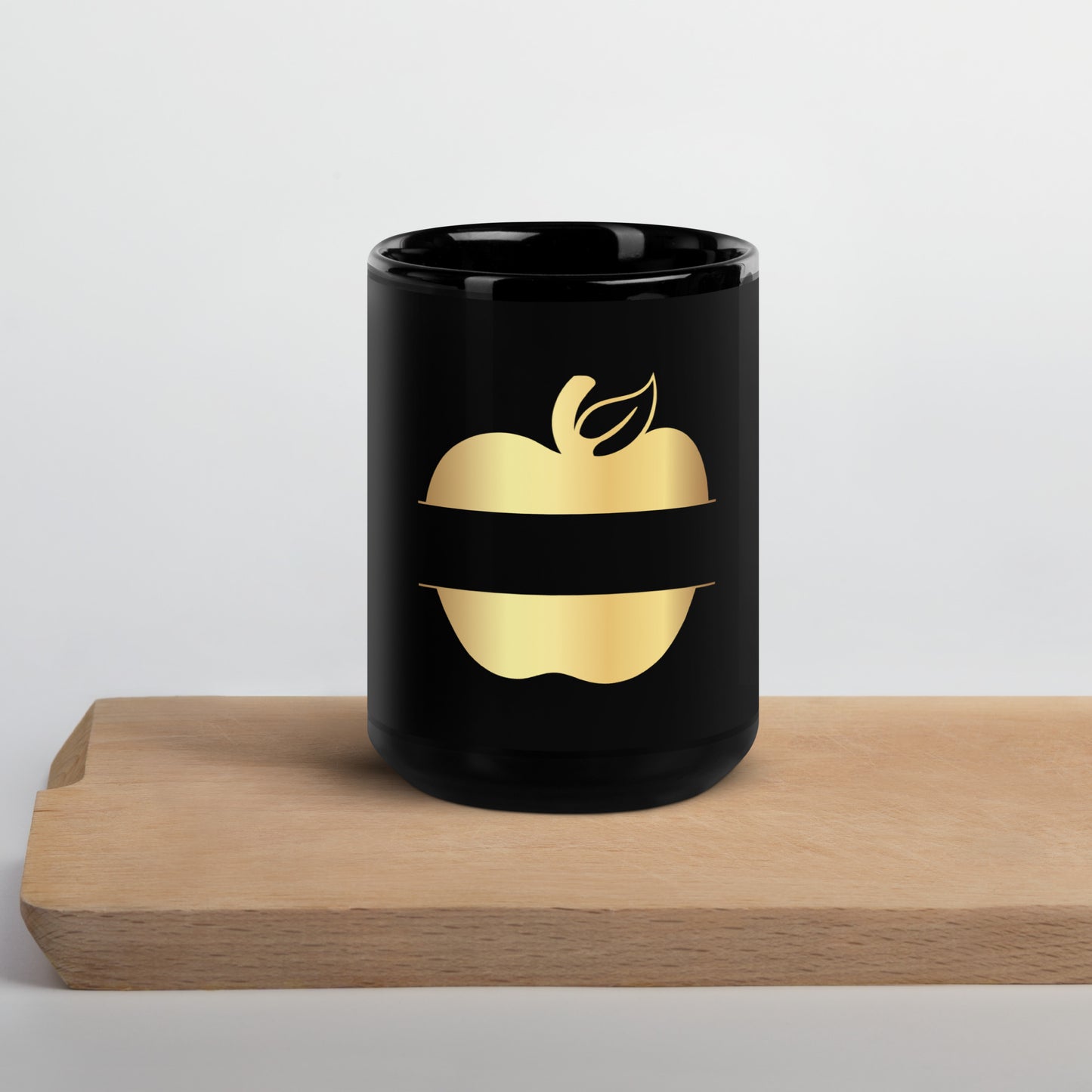 Black Glossy Mug - Teacher Golden Open Apple