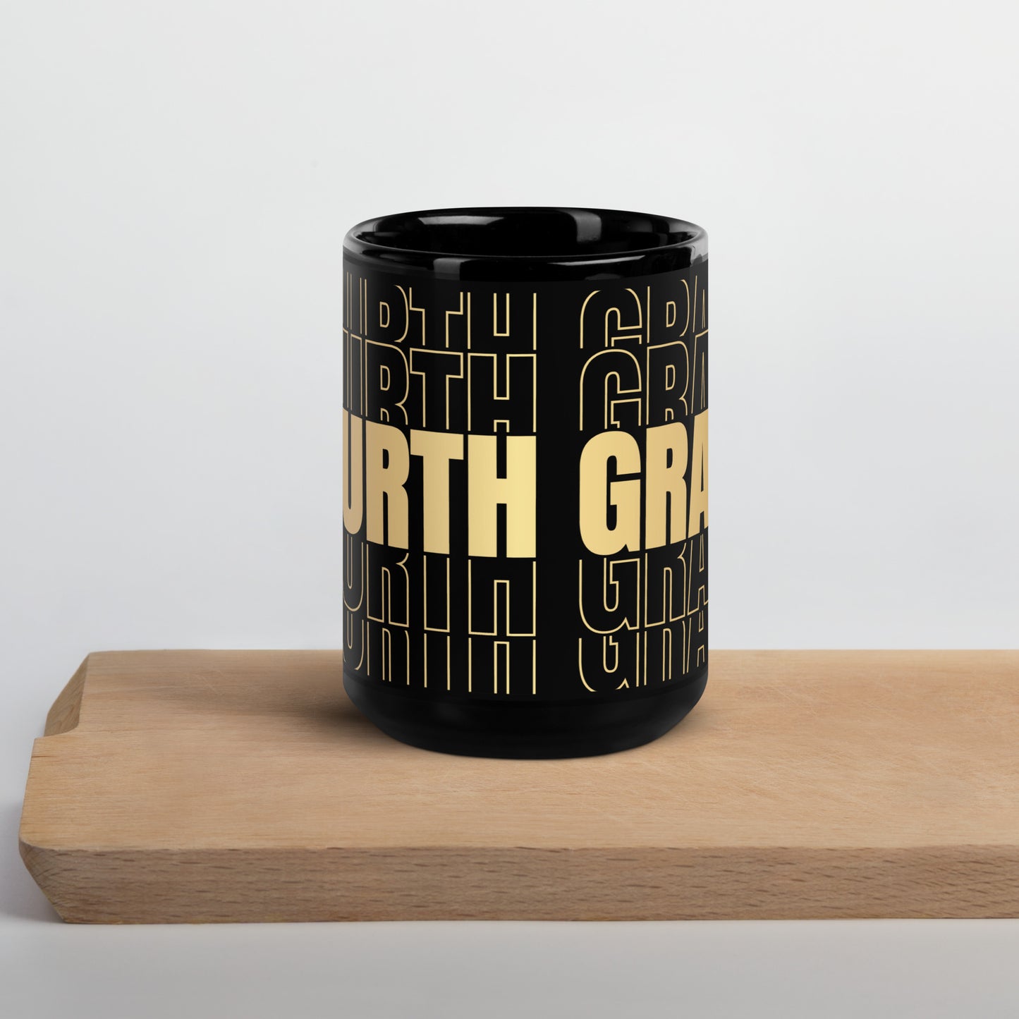 Black Glossy Mug - Teacher Fourth Grade in Gold