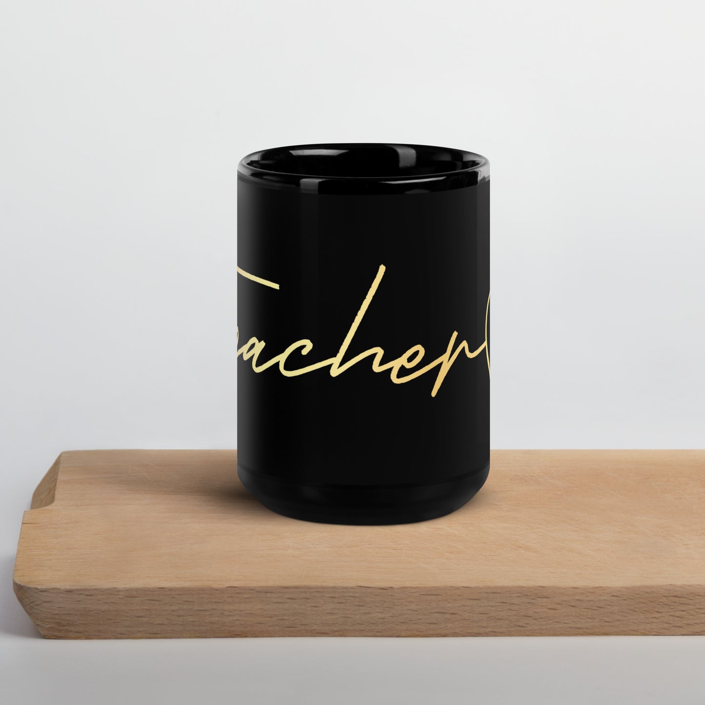 Black Glossy Mug - Teacher with Gold Apple