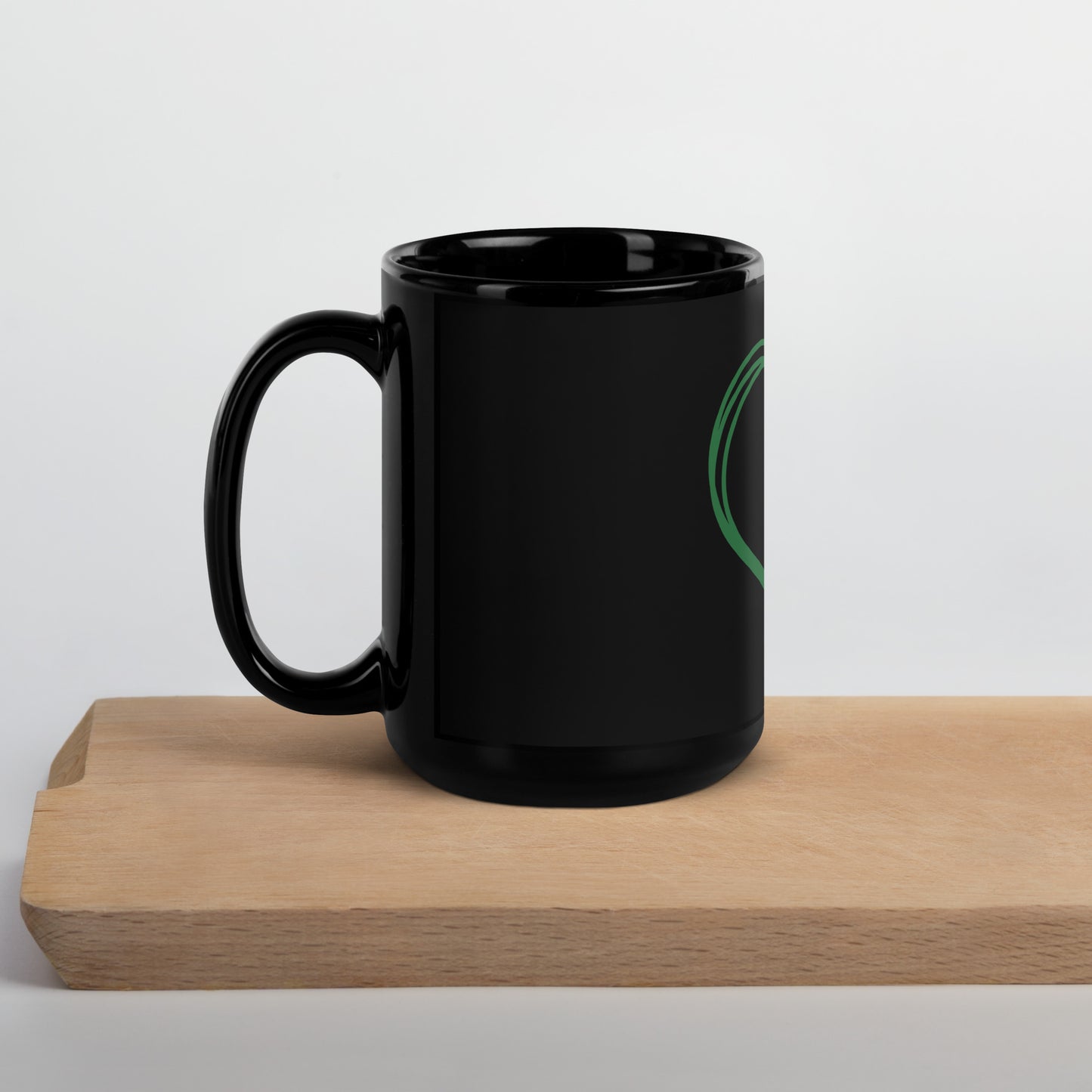 Black Glossy Mug - St Patty's Day Heart Clover