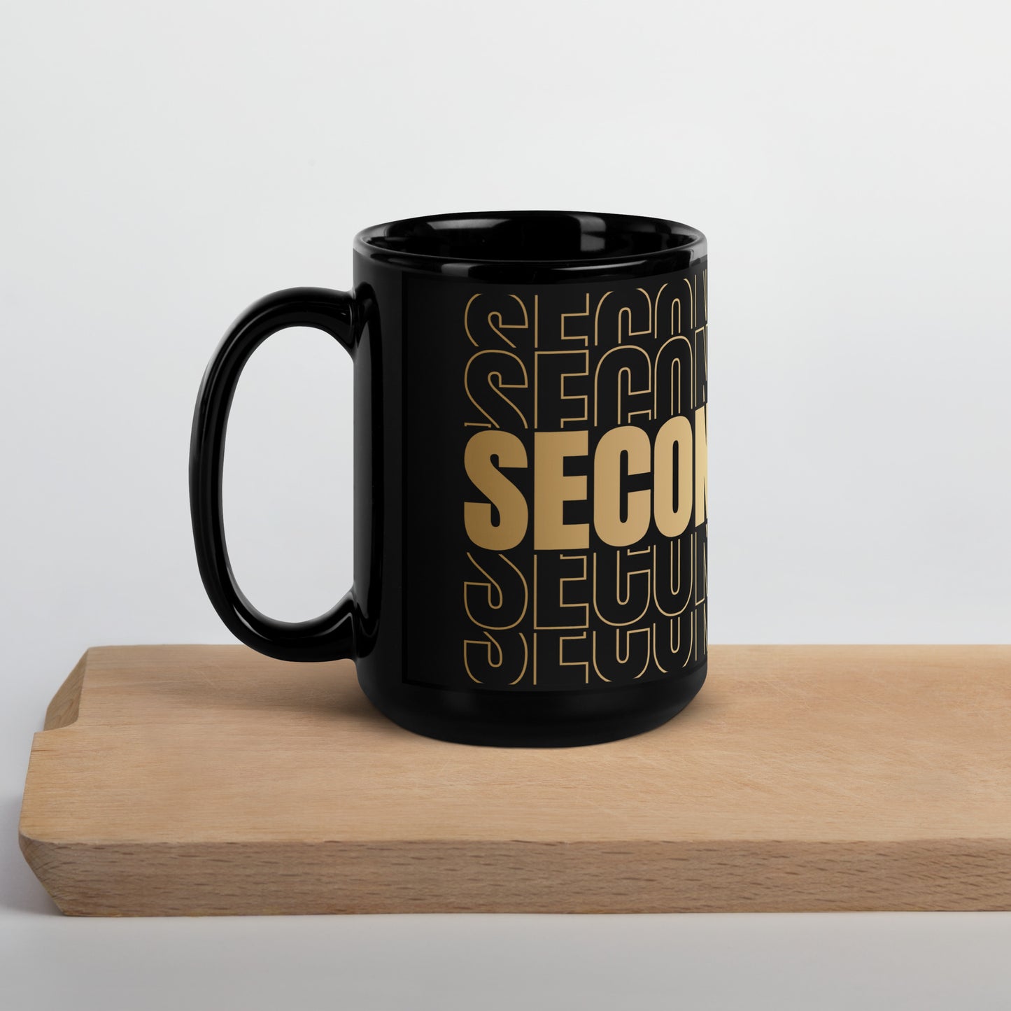 Black Glossy Mug - Teacher Second Grade in Gold