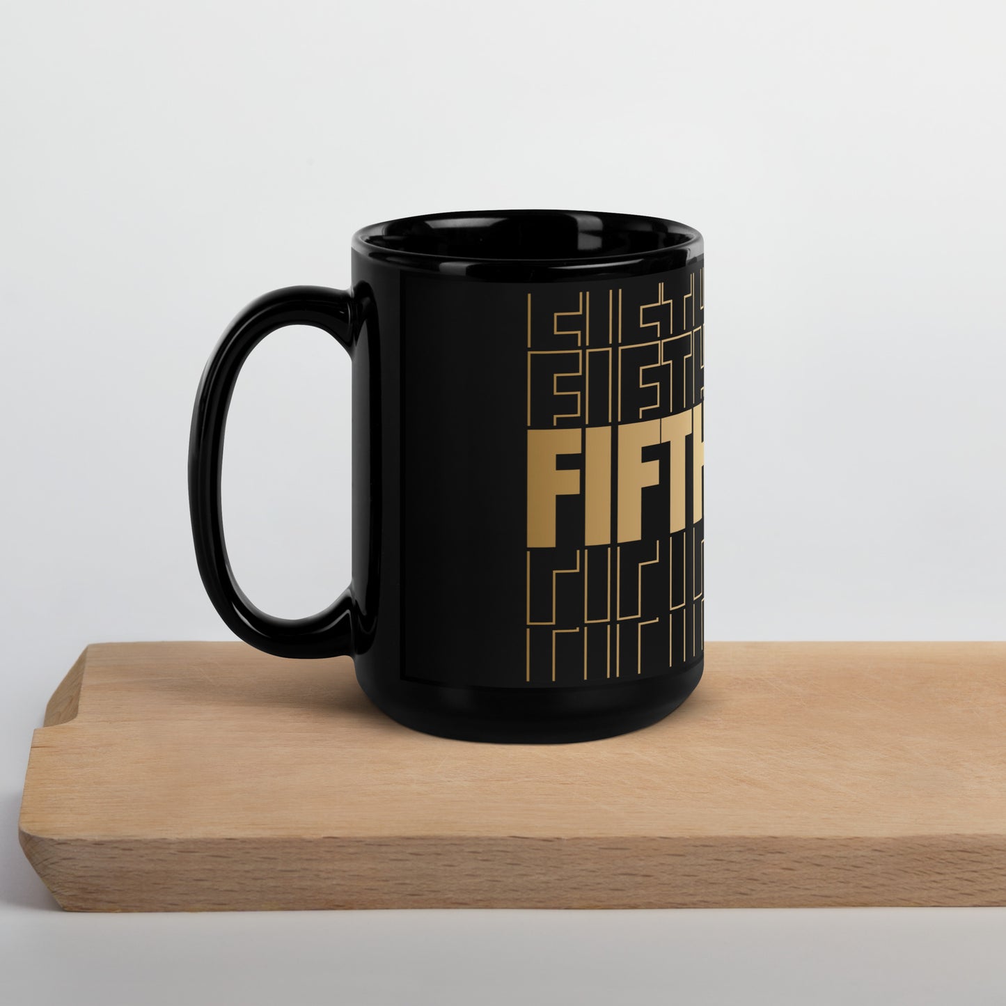 Black Glossy Mug - Teacher Fifth Grade in Gold