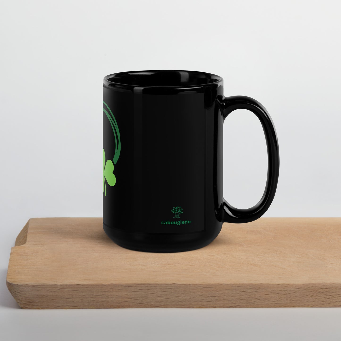 Black Glossy Mug - St Patty's Day Heart Clover