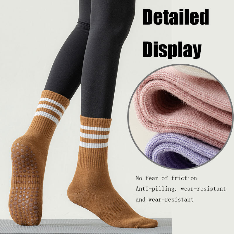 Women's Professional Non-slip Sports Yoga Running Fitness Multi-functional Mid-calf Solid Color Dotted Socks Performance Cushioned Comfort No Show Socks Athletic Socks