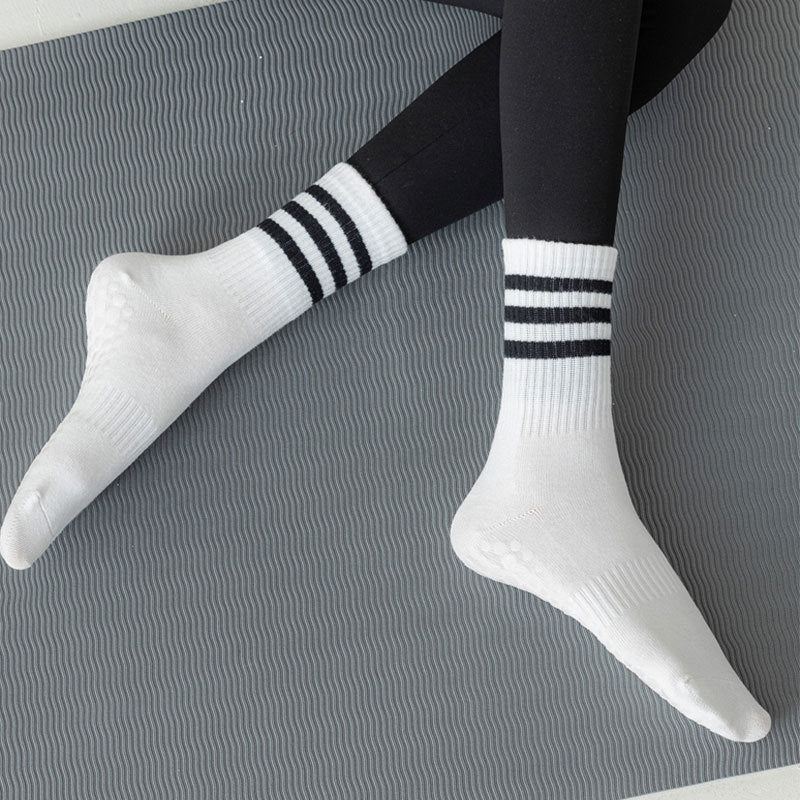 Women's Professional Non-slip Sports Yoga Running Fitness Multi-functional Mid-calf Solid Color Dotted Socks Performance Cushioned Comfort No Show Socks Athletic Socks