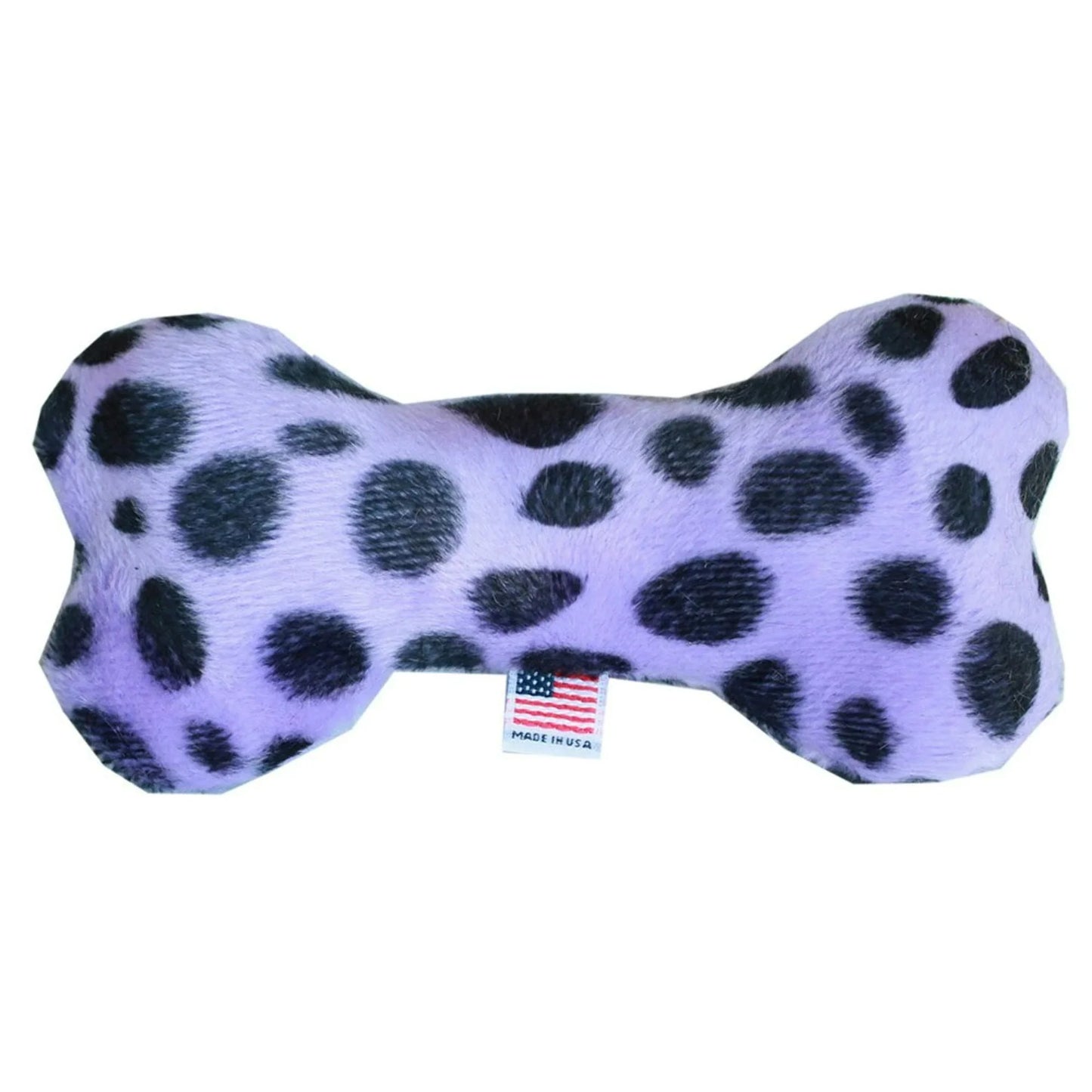 6" Plush Bone Dog Toy Purple Leopard