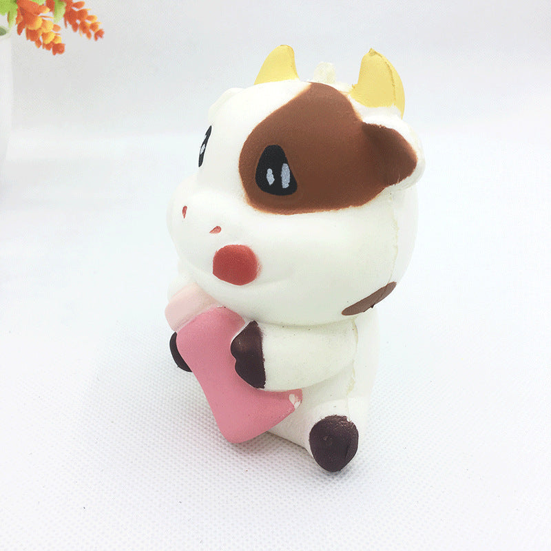 Toys Cow Milk Bottle Pu Cute Cartoon Animal Cow Toy Gift