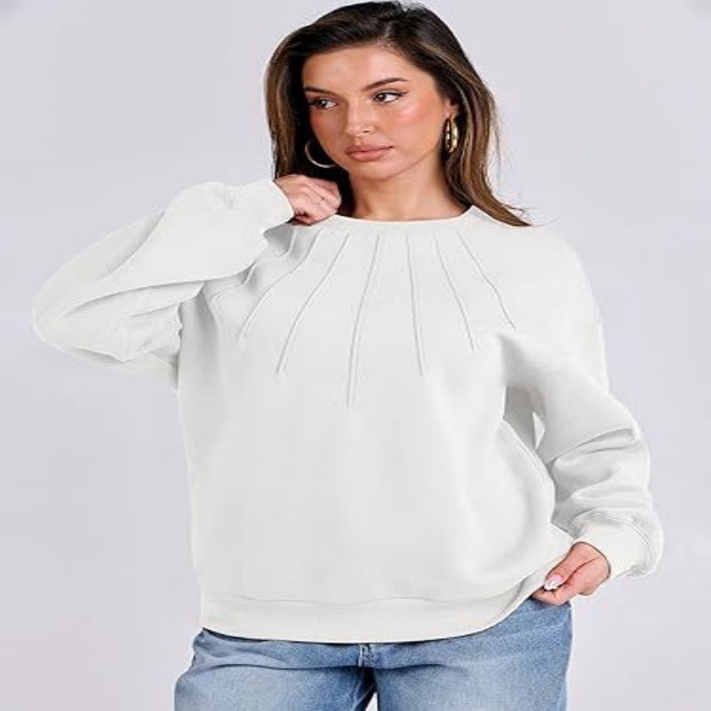 Loose-fitting Casual Round-neck Pleated Fashion Women's Sweater