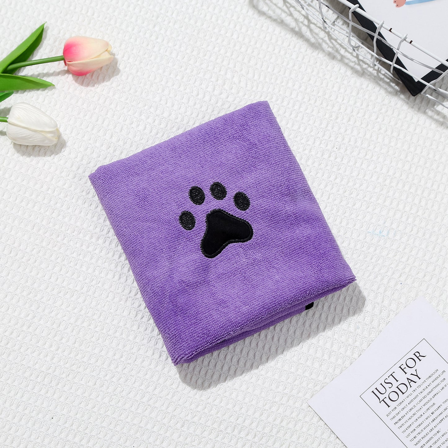 Dog Cat Quick-drying Bath Towel Soft Absorbent Coral Fleece Pet Bath Towel