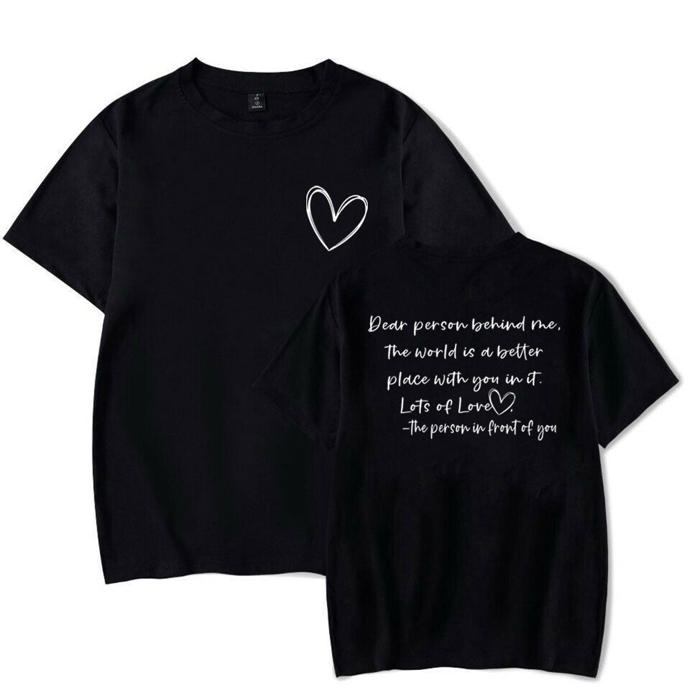 Women's Fashion Dear Person BEHIND ME Heart Printing T-shirt