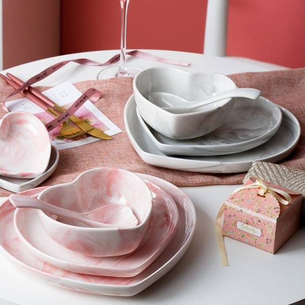 Nordic One-person Ceramic Tableware Love-shaped Tableware