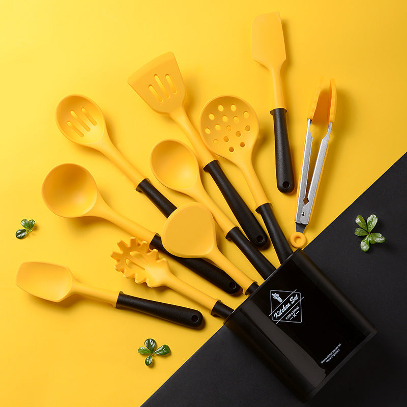 Black And Yellow Stitching Silicone Kitchenware Set