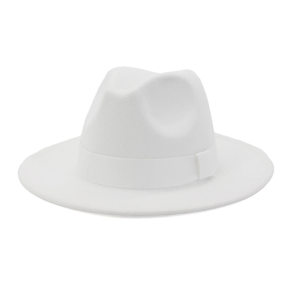 Fashionable Woolen Gentleman Jazz Flat Brim Big Hat