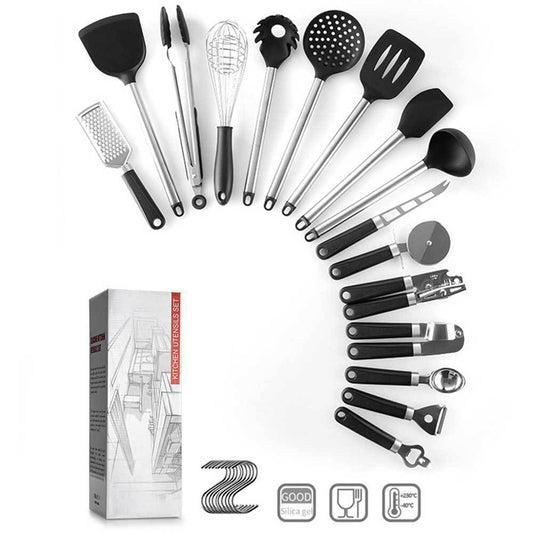 16 PC Kitchen Gadgets Cooking Silicone Spatula Spoon Set