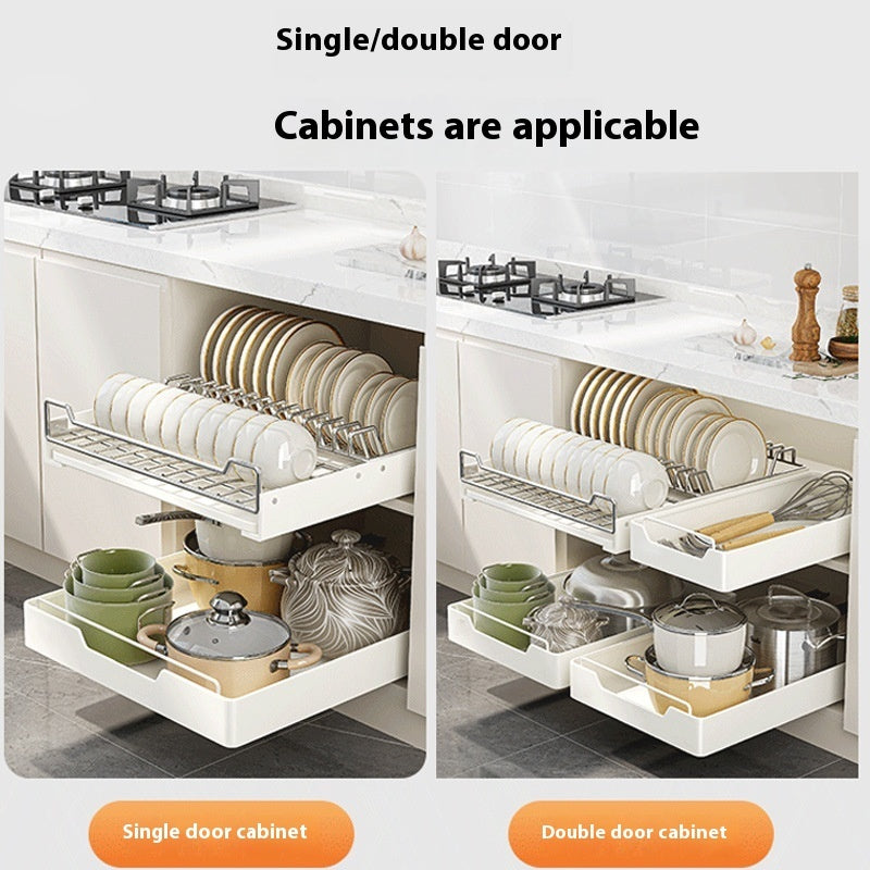 Pull-out Cookware Storage Rack Tableware Finishing Box