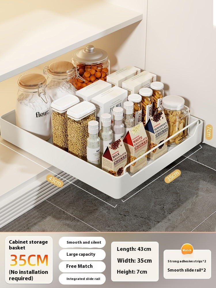 Pull-out Cookware Storage Rack Tableware Finishing Box