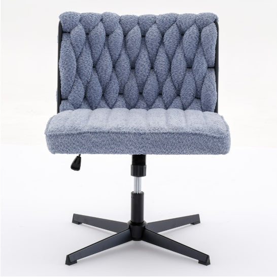 Armless Office Desk Chair No Wheels, BLUE