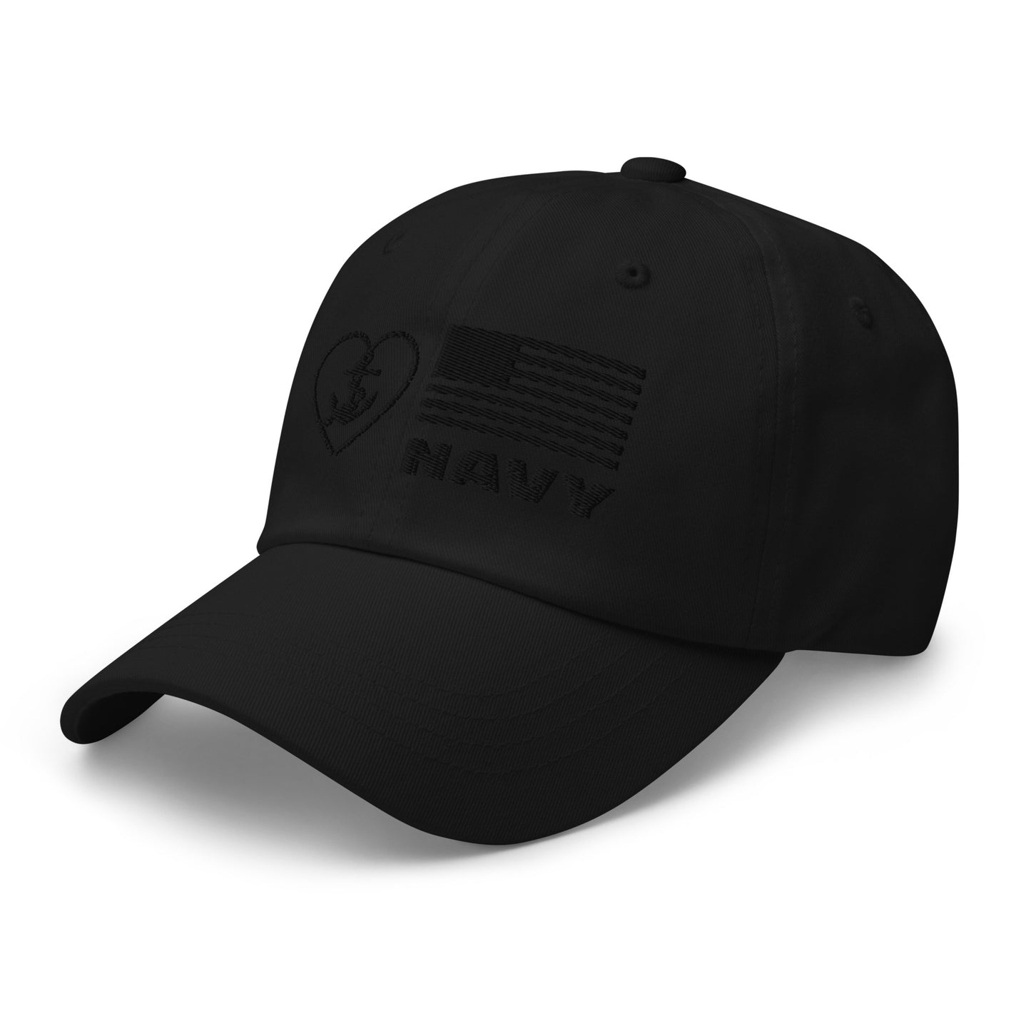 Dad hat - Navy Anchor & Flag (Black)