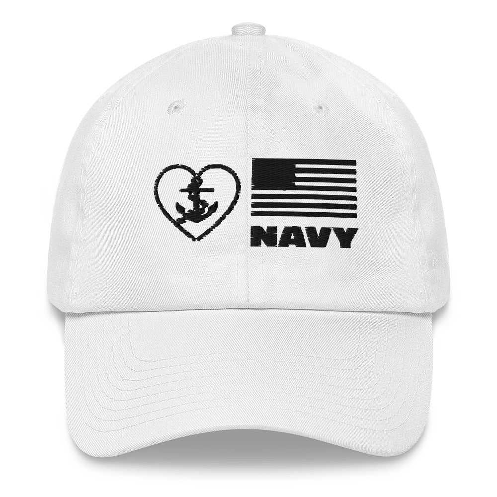 Dad hat - Navy Anchor & Flag (Black)