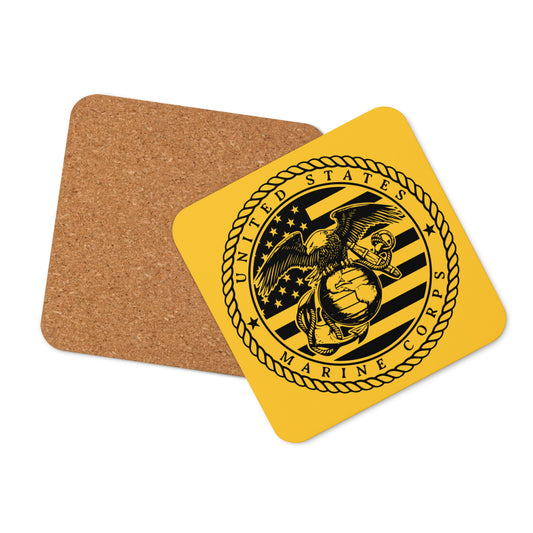 Cork-back coaster - U.S. Marines Corps (Yellow)