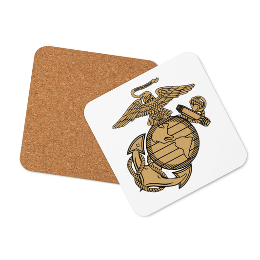 Cork-back coaster - U.S. Marine Corps (Gold/Black Eagle)