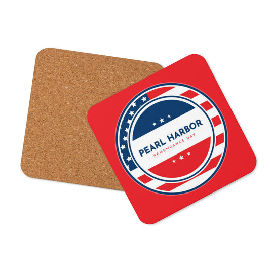 Cork-back coaster - Pearl Harbor Remembrance Day (Red)