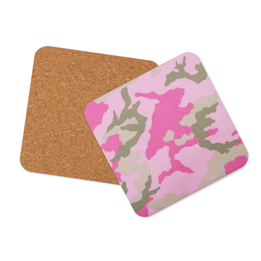 Cork-back coaster - Pink & Green Camouflage