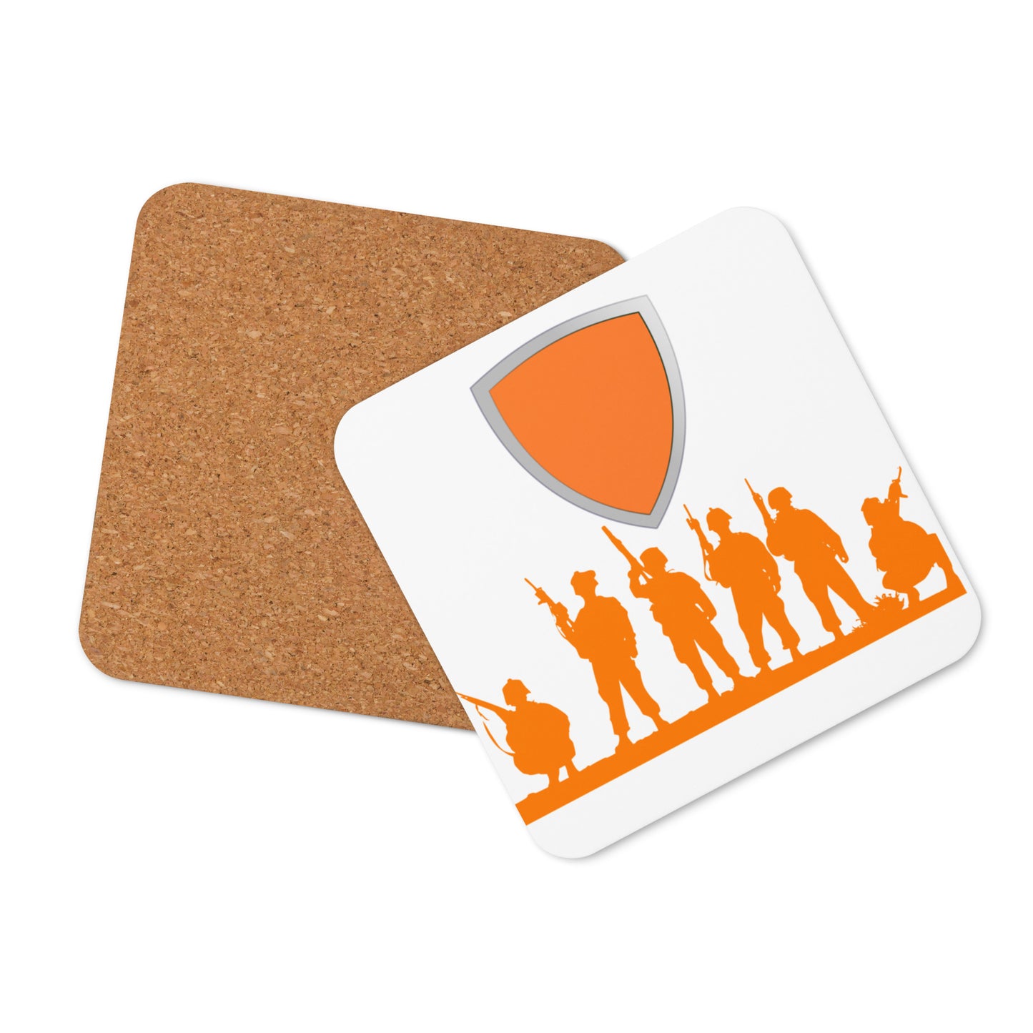 Cork-back coaster - Soldiers & Shield (Orange)