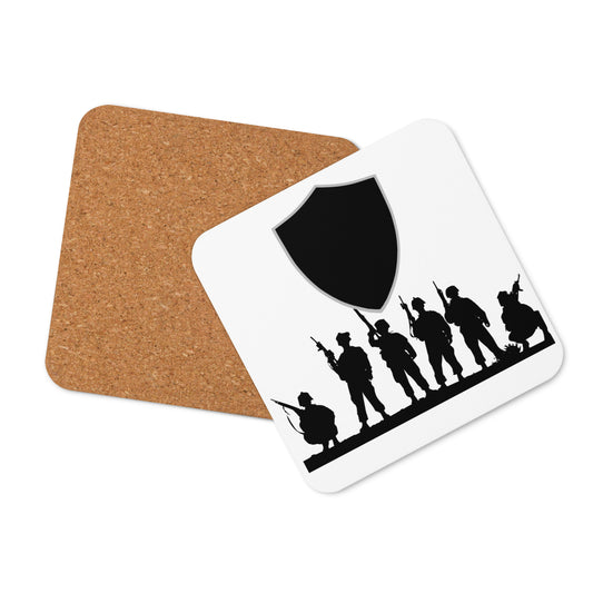 Cork-back coaster - Soldiers & Shield (Black)