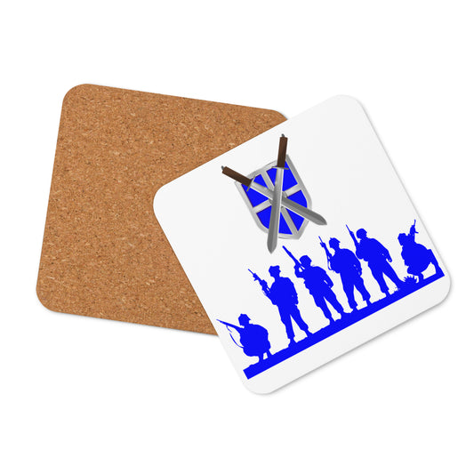 Cork-back coaster - Soldiers, Shields & Swords (Royal Blue)