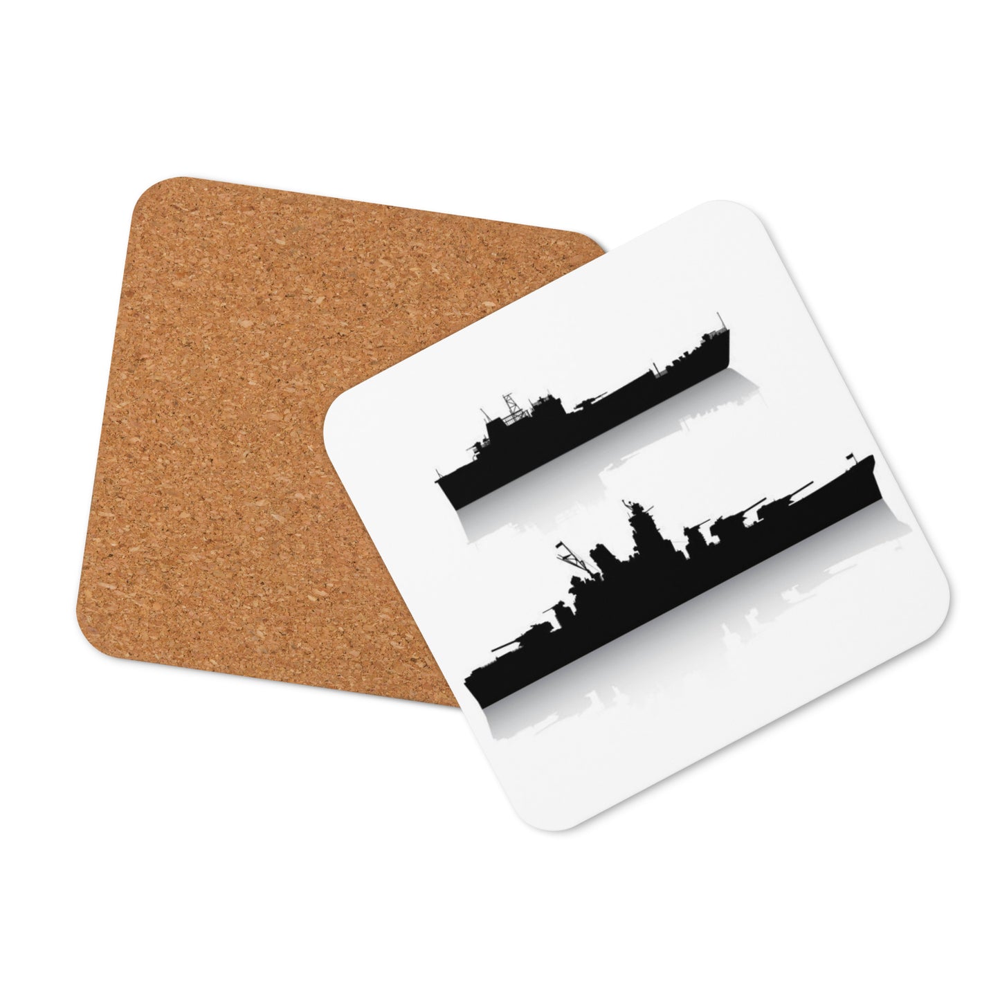 Cork-back coaster - Two Battleships