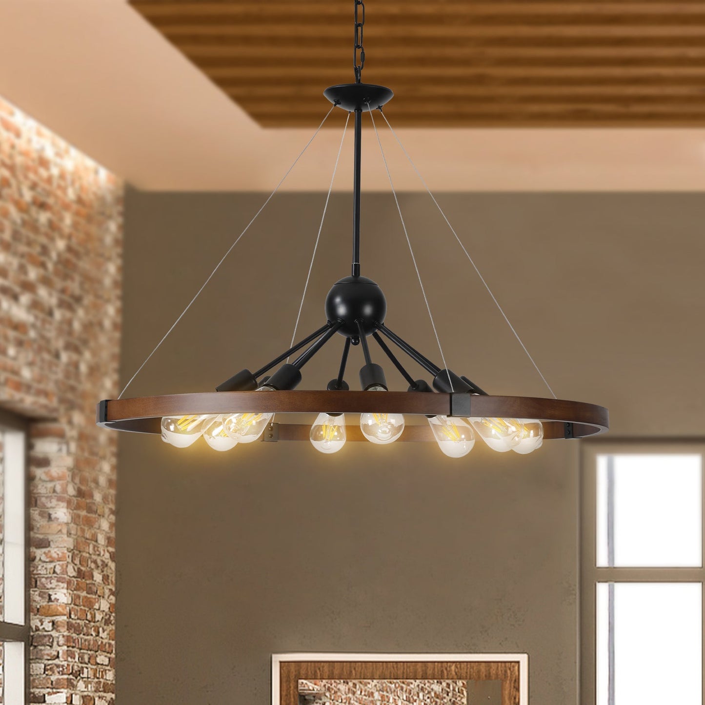 8-Light Retro Farmhouse Chandelier For Kitchen,