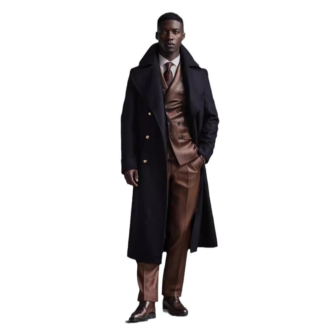 Men's Woolen Ultra-long Overcoat Overknee Fashion