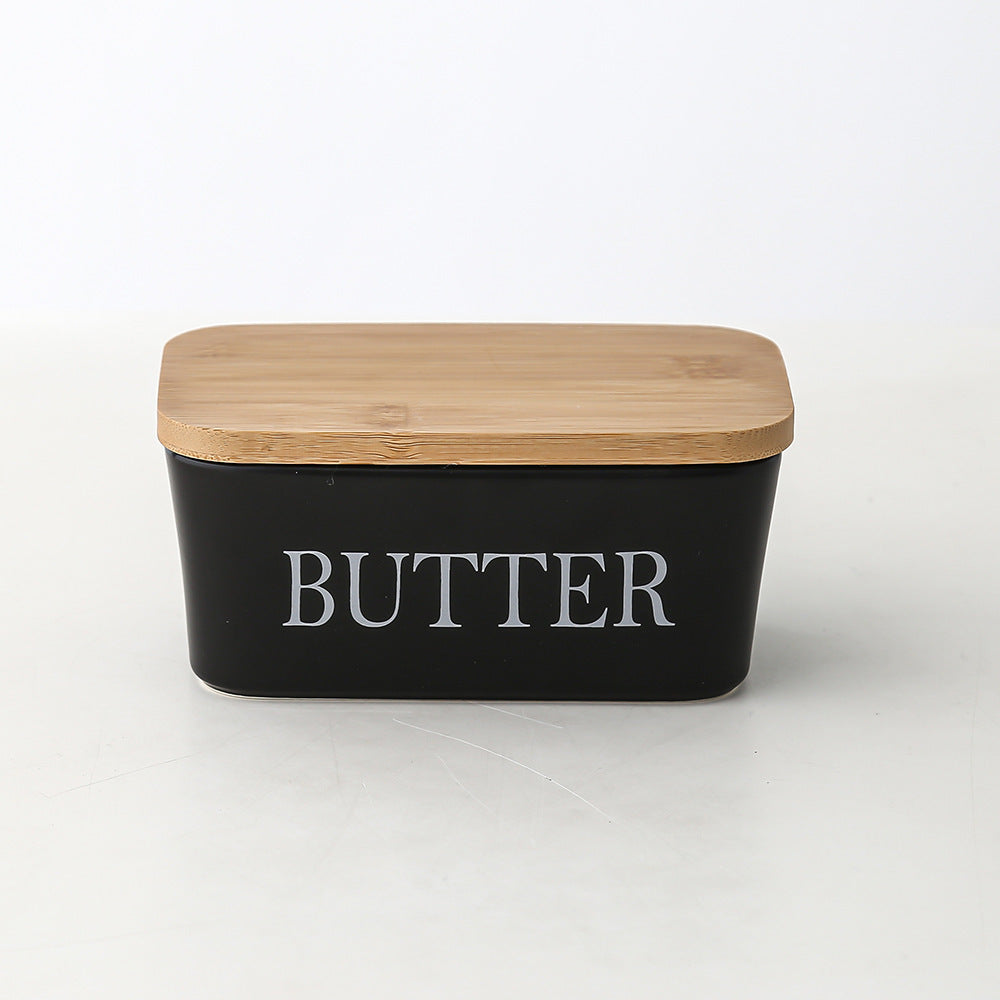 Butter Box Sealed Can Butter Bamboo Cover Cheese With Knife