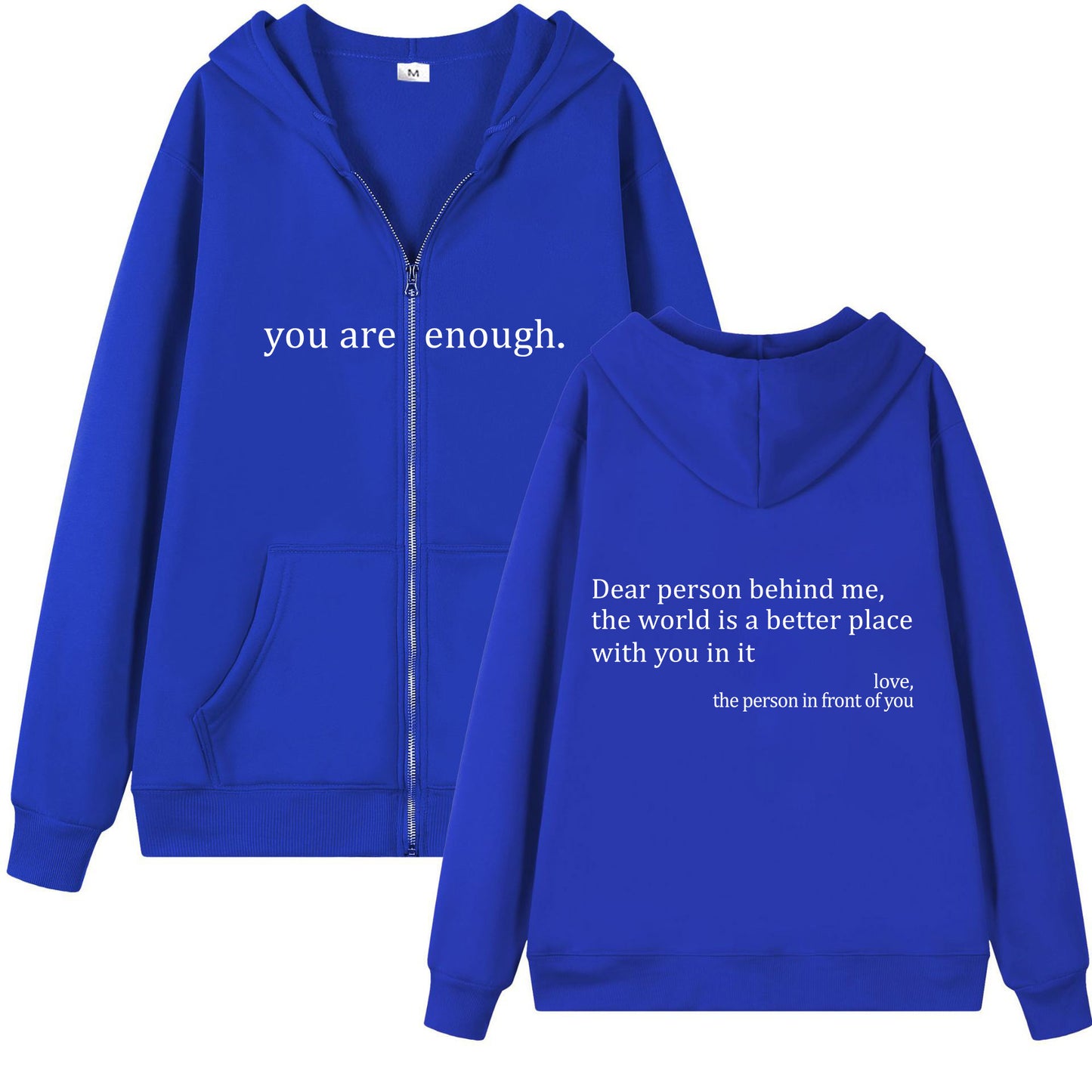 Hoodies Plus Size Sweatshirt Casual Drawstring Zipper Clothes (Dear Person behind me the world is a better place with you in it)