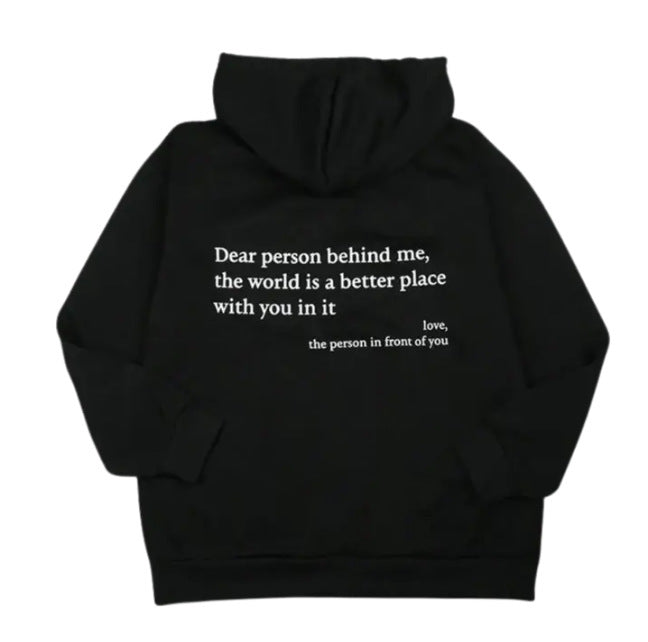 Hoodies Plus Size Sweatshirt Casual Drawstring Zipper Clothes (Dear Person behind me the world is a better place with you in it)