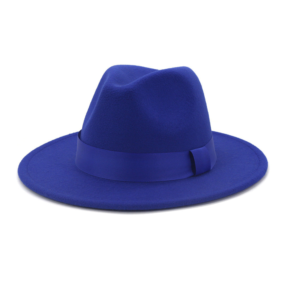 Fashionable Woolen Gentleman Jazz Flat Brim Big Hat