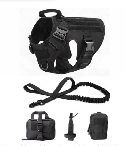 Pet Outdoor Tactical Elastic Leash Harness Set