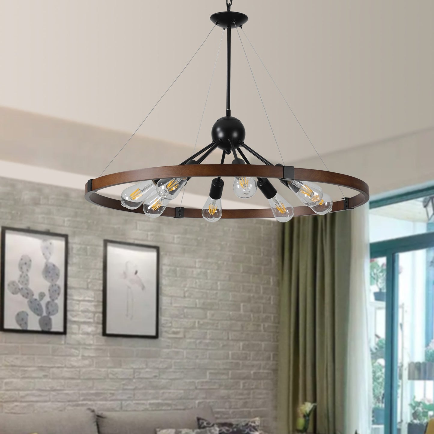 8-Light Retro Farmhouse Chandelier For Kitchen,