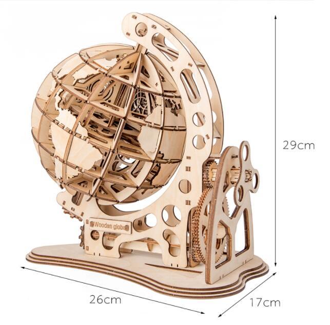 Creative Shifting Globe Educational Toy Wooden Mechanical Transmission Model Gift For Children