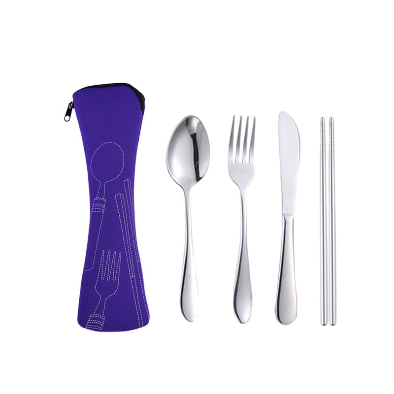 Stainless steel steak tableware student portable tableware