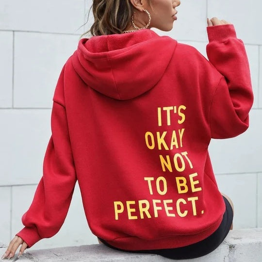 Women's Multi-color Letters Printed All-matching Casual Long Sleeve Sweatshirt (It's Okay Not to Be Perfect)