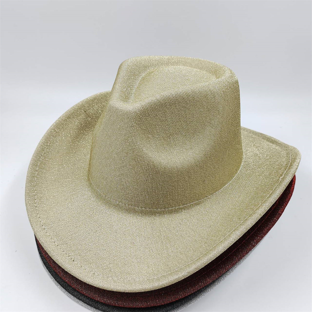 Glitter Western Denim Woolen Broad-brimmed Hat