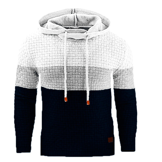 Men's Jacquard Long Sleeve Hoodie Warm Color Hooded Sweatshirt Jacket