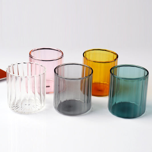 Clear Glass Tea Set Striped Cup Tumbler